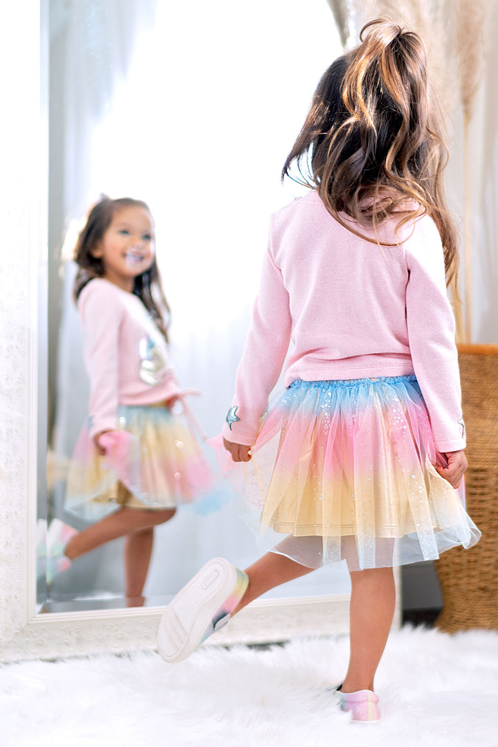 Baby Girl's Unicorn Stars Ruched Top