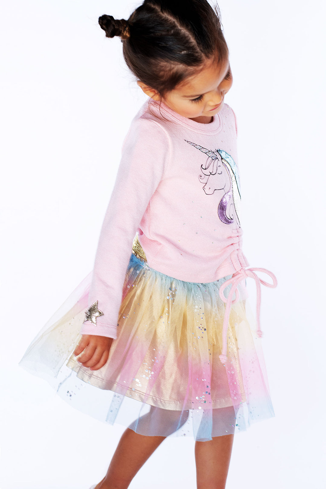 Baby Girl's Unicorn Stars Ruched Top