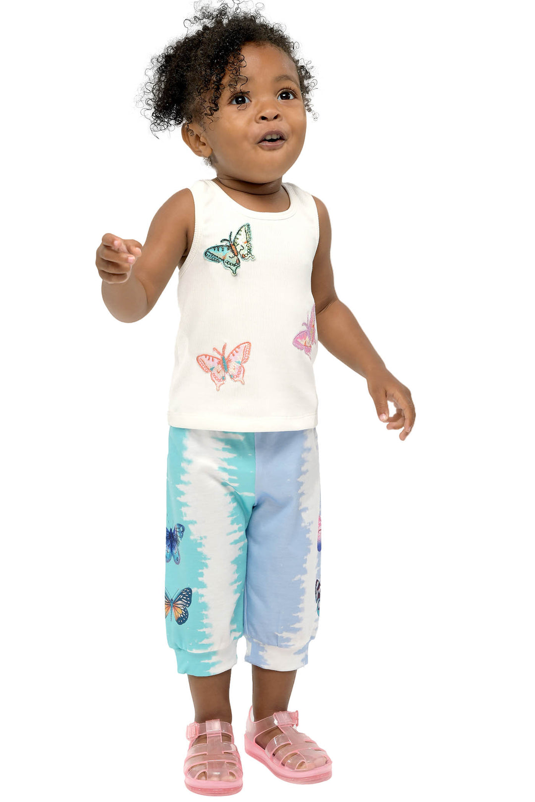 Little Girl’s Ribbed Knit Butterfly Tank Top