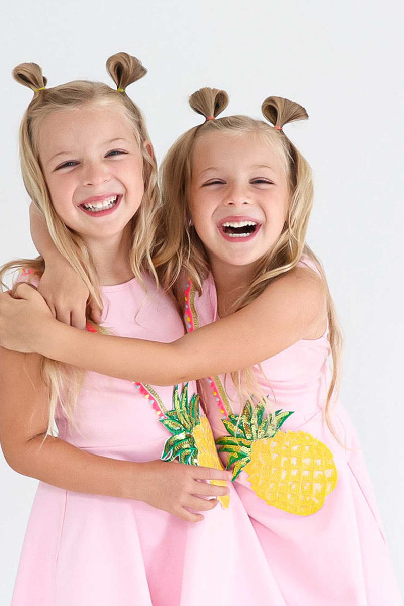 Little Girls Fit and Flare Sleeveless Pineapple Dress