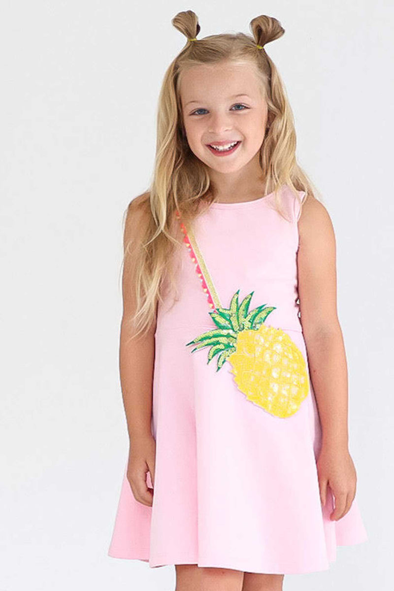 Little Girls Fit and Flare Sleeveless Pineapple Dress