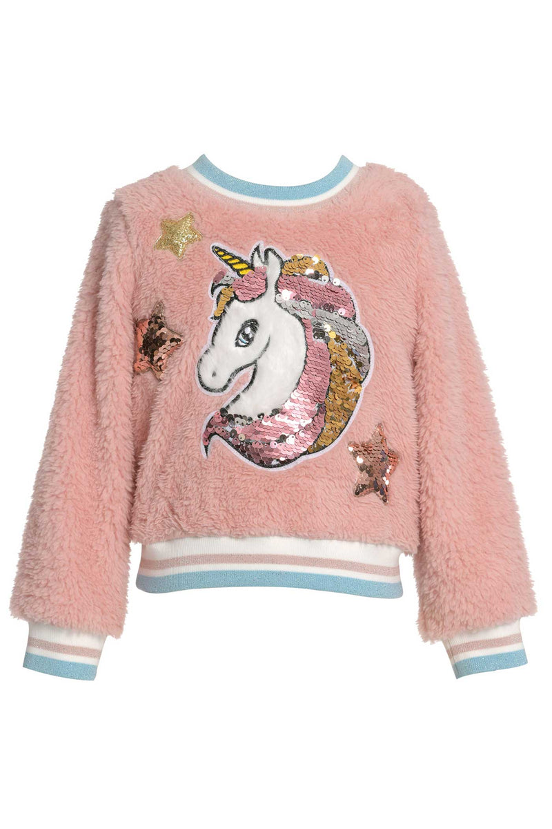 Baby Sara Toddler Girls Unicorn Sherpa Sweatshirt