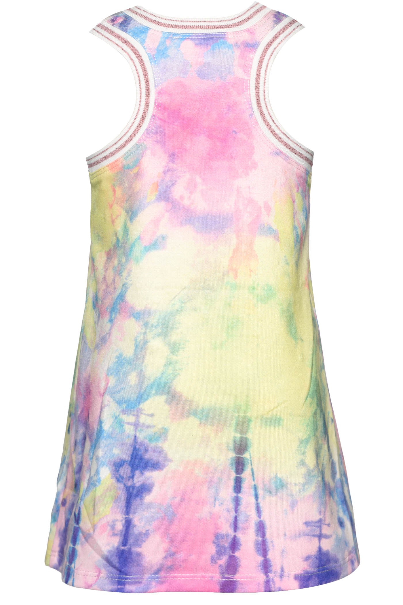 Little l Big Girl's A-Line Pastel Star Print Dress  Round Neckline  Sleeveless  Sporty Chic Ribbed Stripped Look  Pastel Neon Tie Dye Print  Star & Rhinestone Bling Center Statement  A-Line Fit  Razor Back     Key Words: Girl's Spring Dress, Little Girl's Dress, Toddler Dress, Summer Dress, Fun Girl's Dress, Tie Dye A-Line Dress, Star Rhinestone Dress