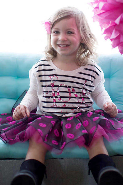 Baby Sara Little Girls Lips All Over Print Tutu Skirt