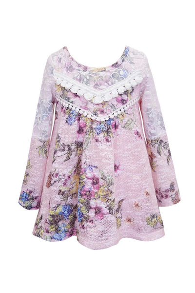 Baby Sara Little Girls Floral Print Long Sleeve Tunic Top