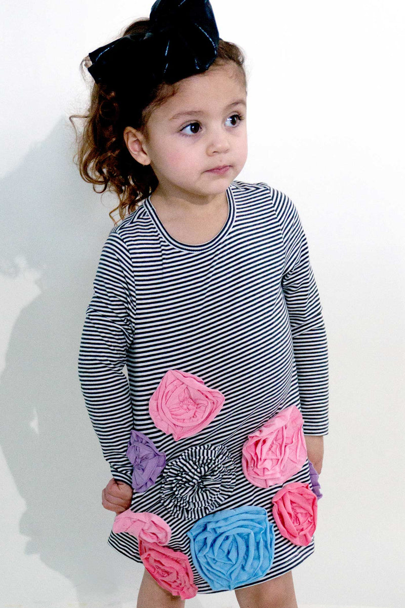 Baby Sara Toddler Girls Long Sleeve 3D Flower Dress
