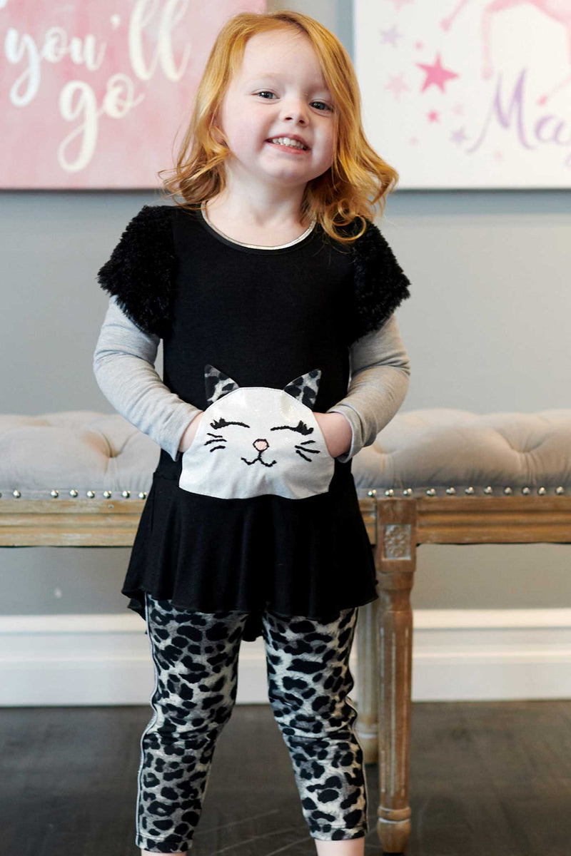 Baby Sara Little Girls Long Sleeve Kitty Tunic Top