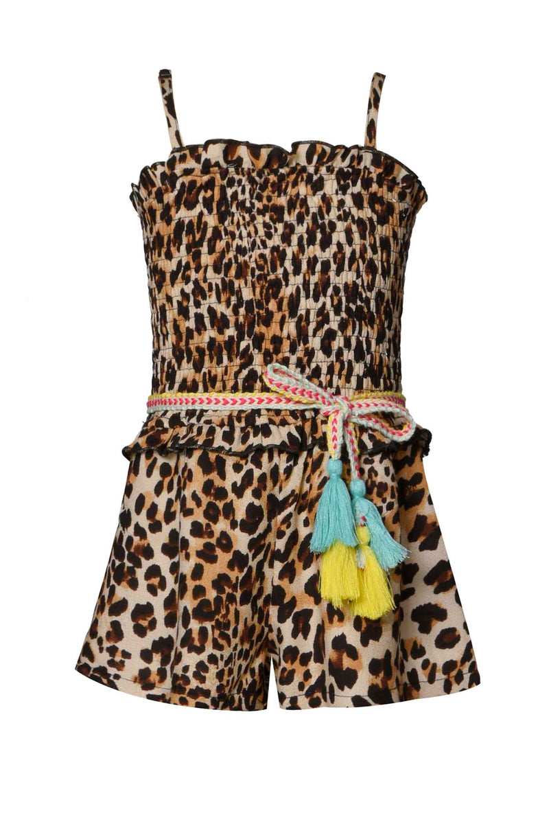 Baby Sara Little Girls Animal Print Smocked Top Romper
