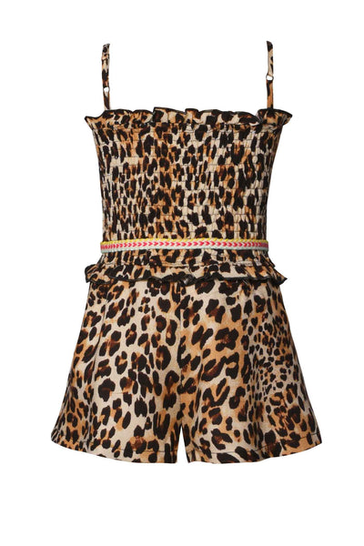 Baby Sara Little Girls Animal Print Smocked Top Romper