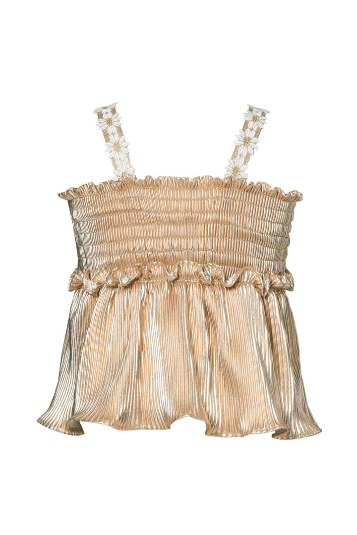 Baby Sara Little Girls Metallic Smocked Daisy Top