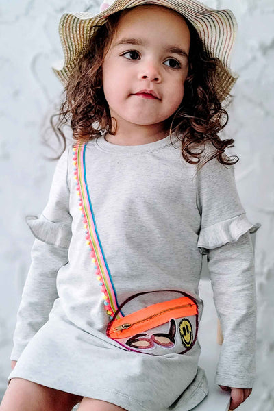 Baby Sara Toddler Girls Long Sleeve Cross-Body-Bag Knit Dress