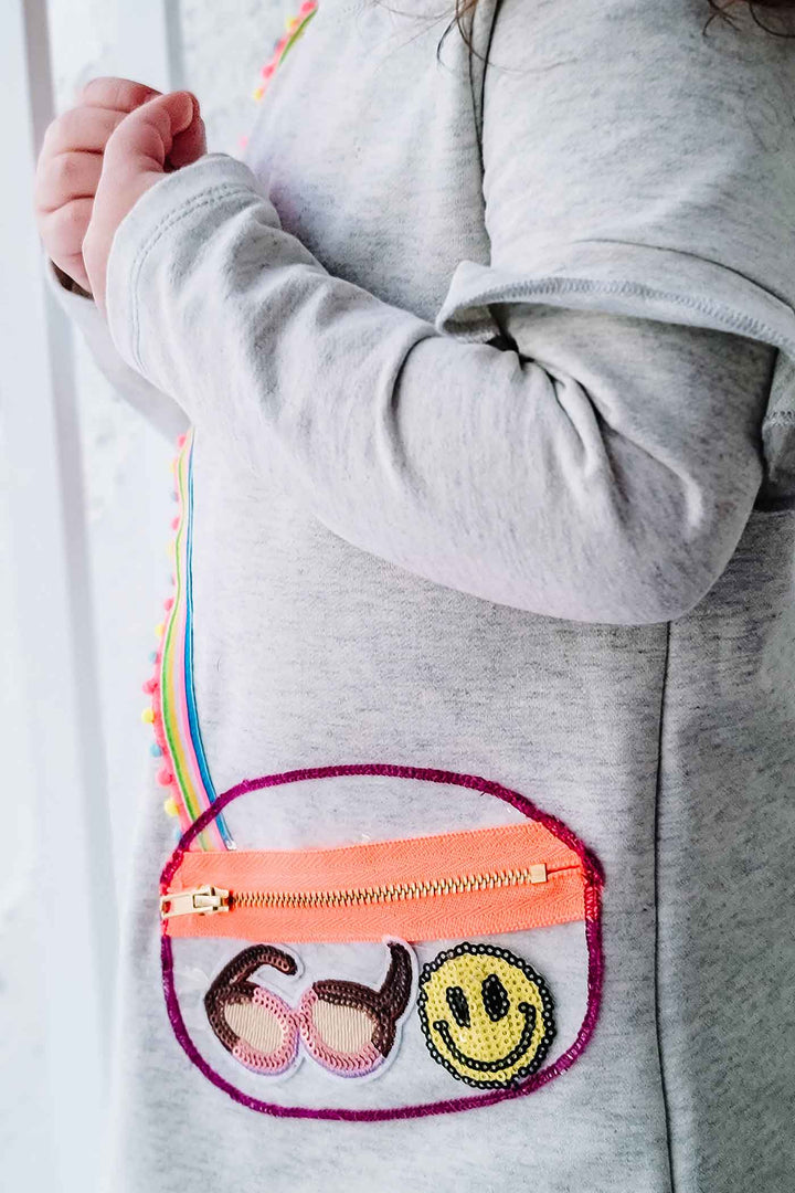 Baby Sara Toddler Girls Long Sleeve Cross-Body-Bag Knit Dress