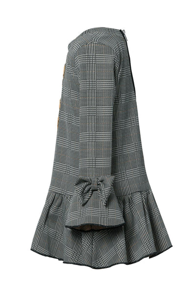 Baby Girl's Baby Girl's Houndstooth Leopard Ruffled Dress
