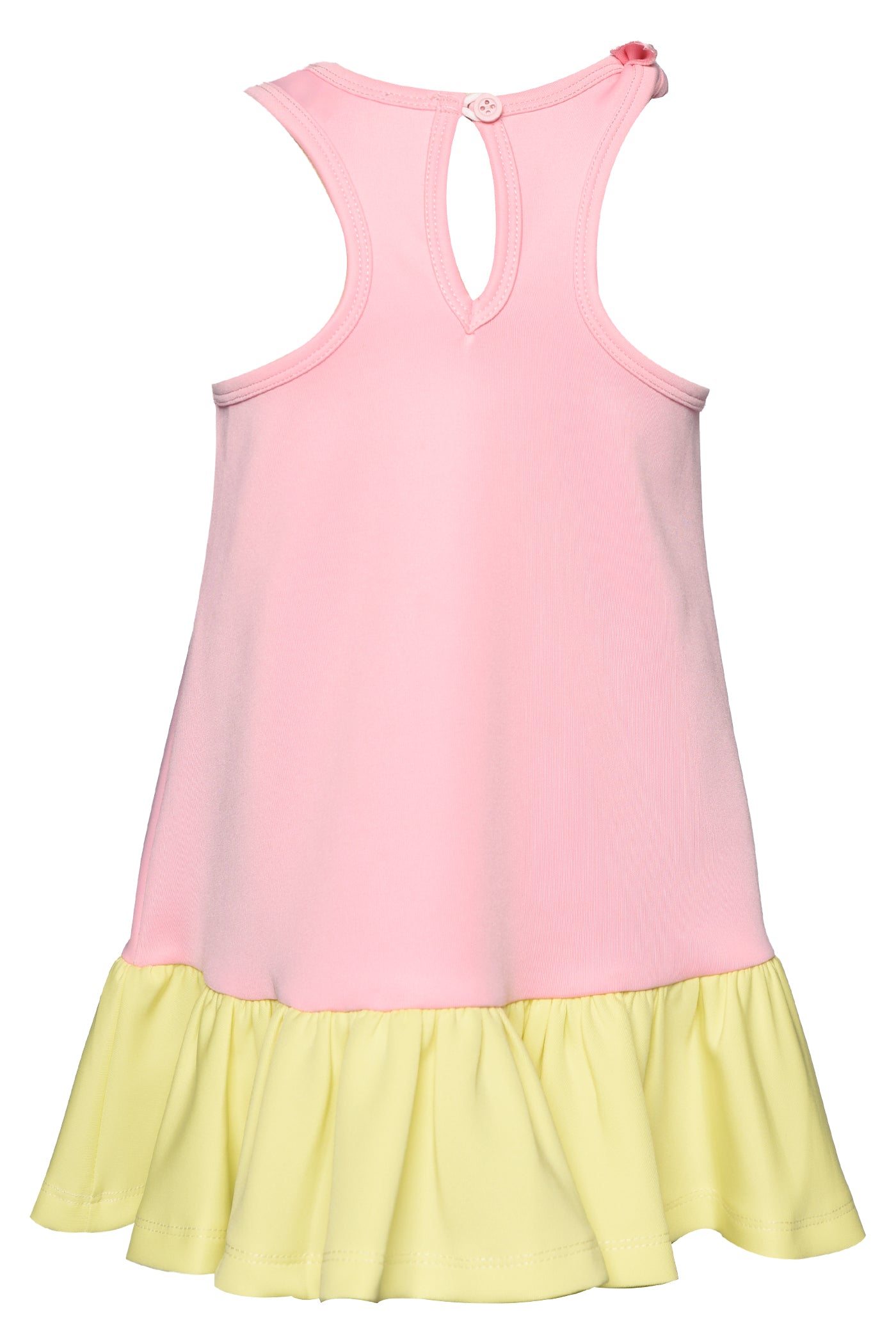 Little Girl's A-Line Heart Sequin Patch Color Block Dress  Rounded Scoop Neckline & Shoulder Bow  Sleeveless  Sequin Color Block Hearts   Color Block Contrasting Hem  Dropped Waistline   