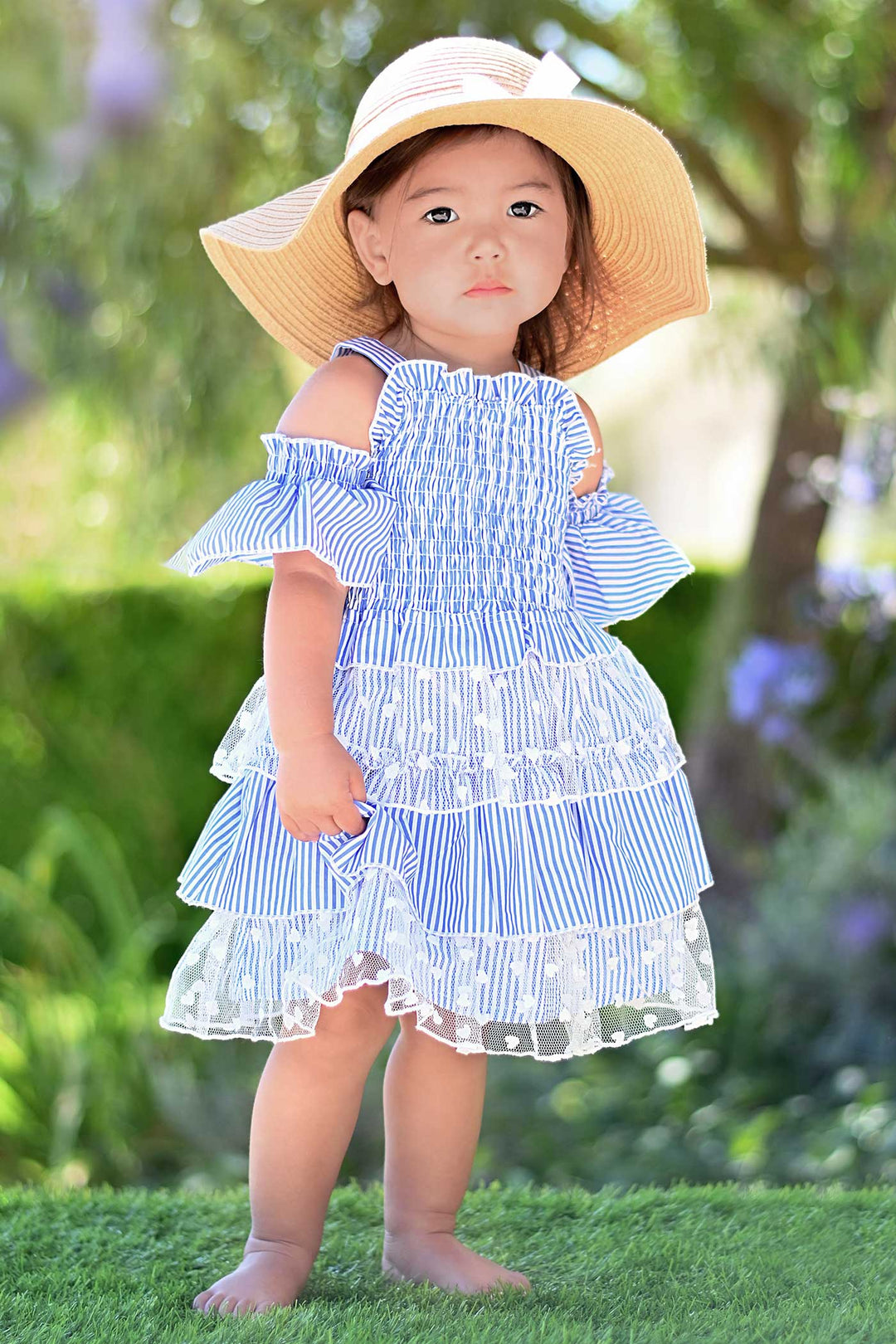 Baby Sara Little Girls Off The Shoulder Striped Summer Dress