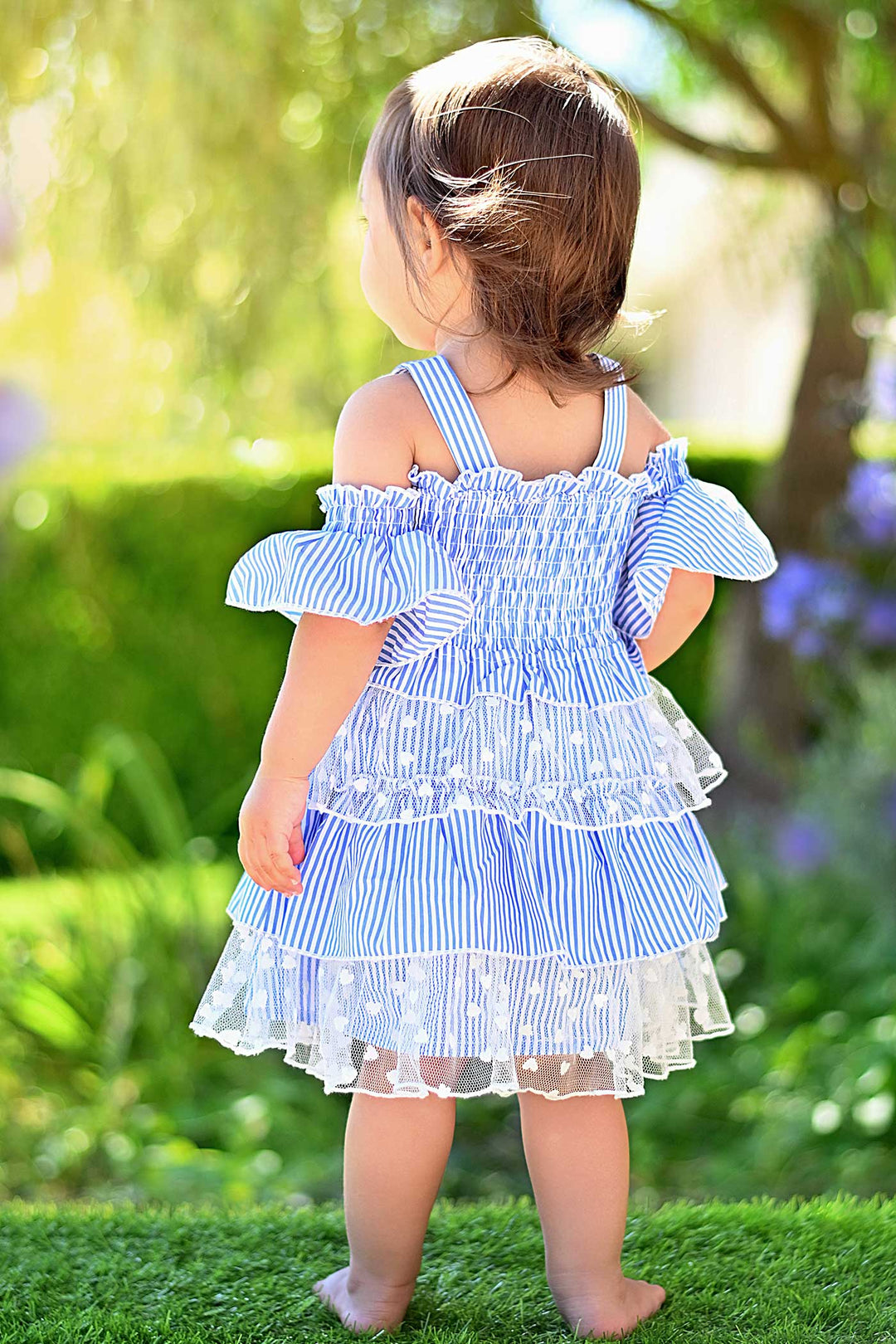 Baby Sara Little Girls Off The Shoulder Striped Summer Dress