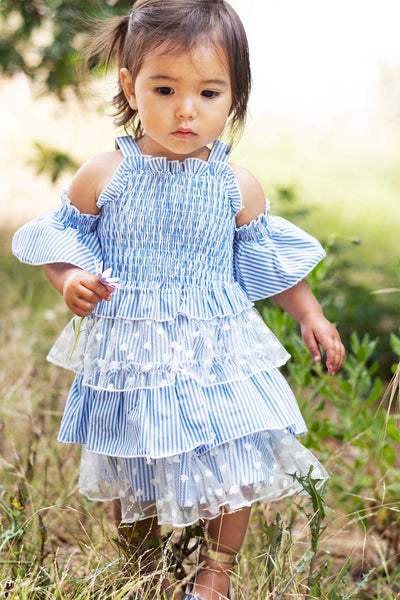 Baby Sara Little Girls Off The Shoulder Striped Summer Dress
