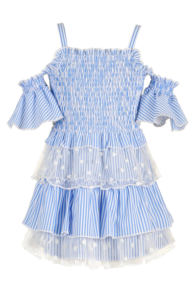 Baby Sara Little Girls Off The Shoulder Striped Summer Dress