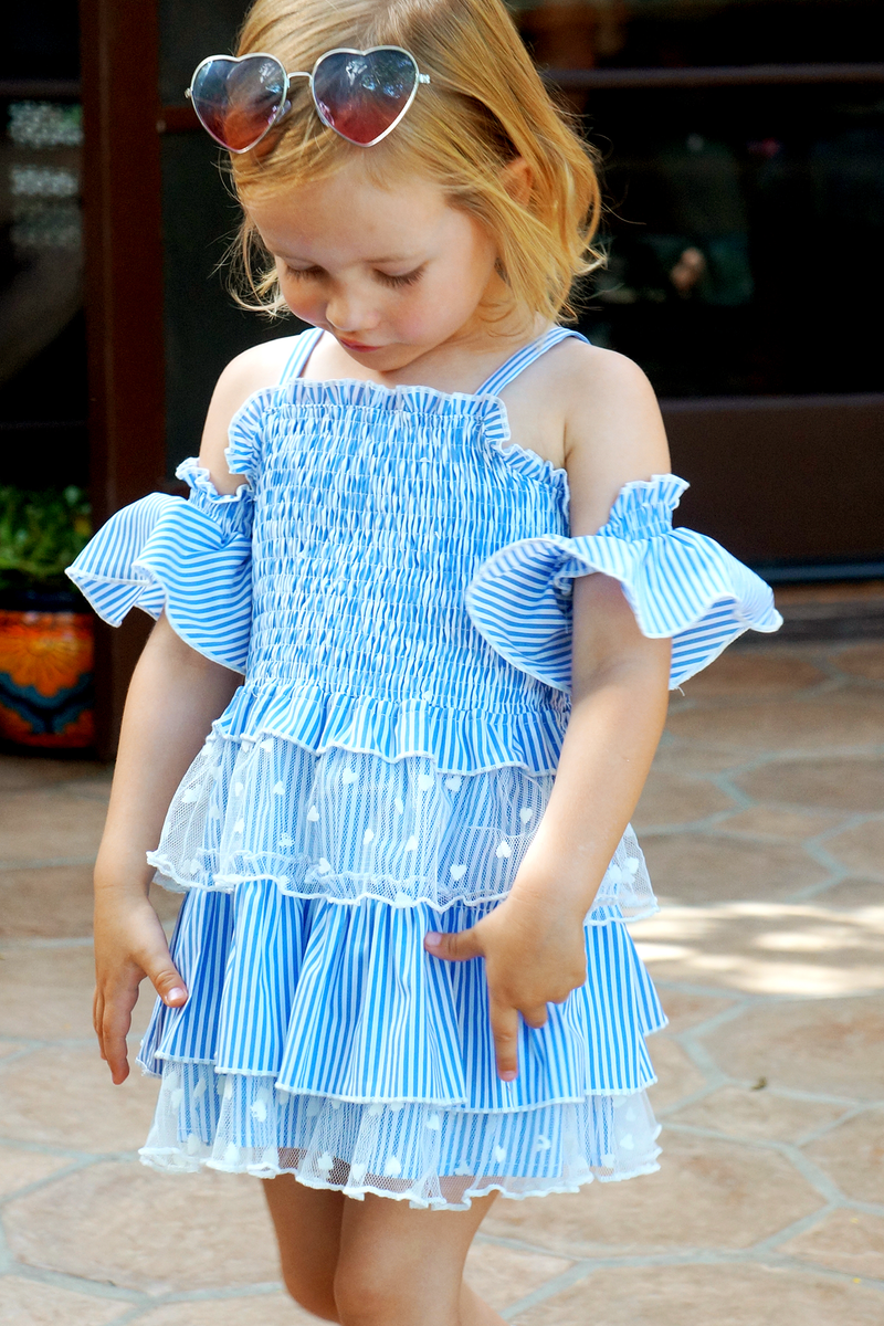 Baby Sara Little Girls Off The Shoulder Striped Summer Dress