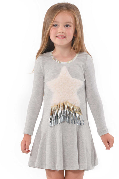 Baby Sara Little Girls Long Sleeve Star Pocket Knit Dress
