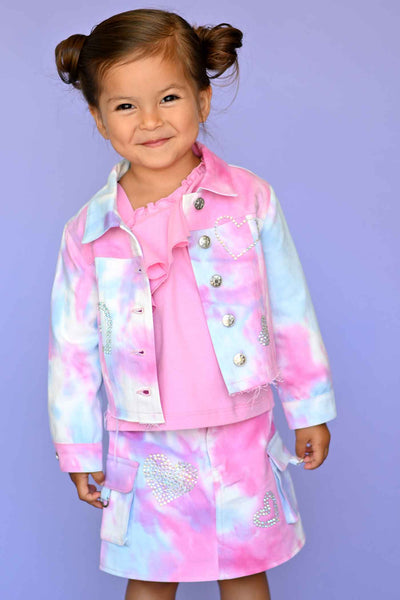 Baby Sara Little Girls Tie Dye Denim Jacket