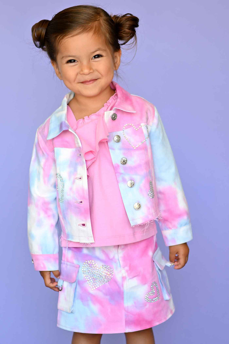 Baby Sara Little Girls Tie Dye Cargo Pocket Mini Denim Skirt