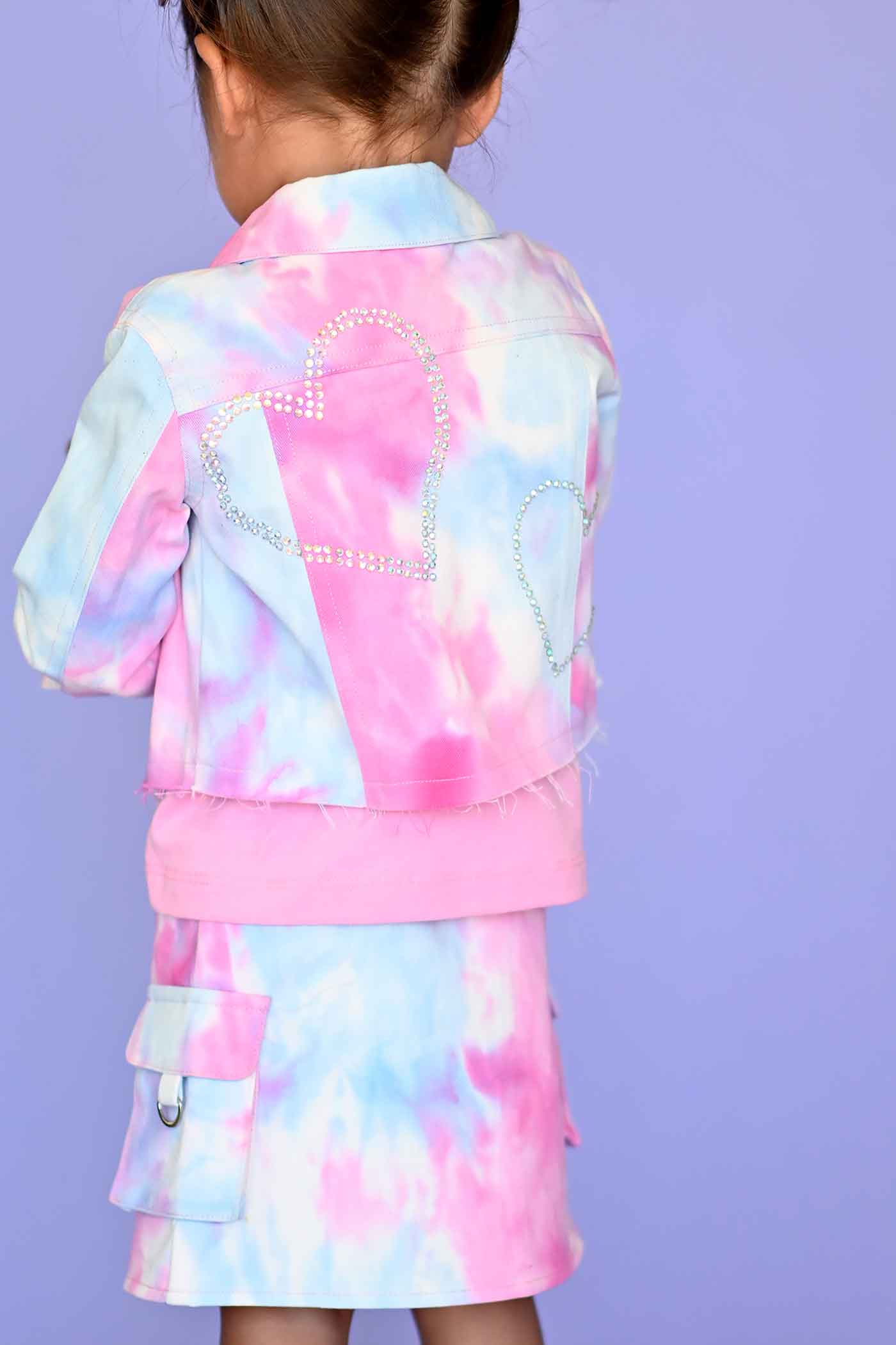 Baby Sara Little Girls Tie Dye Cargo Pocket Mini Denim Skirt