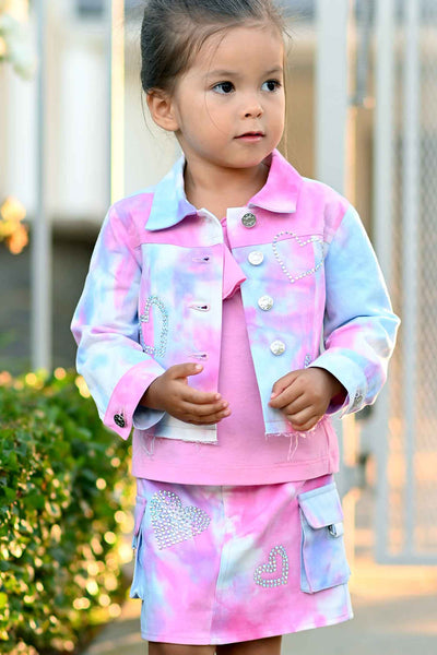 Baby Sara Little Girls Tie Dye Cargo Pocket Mini Denim Skirt