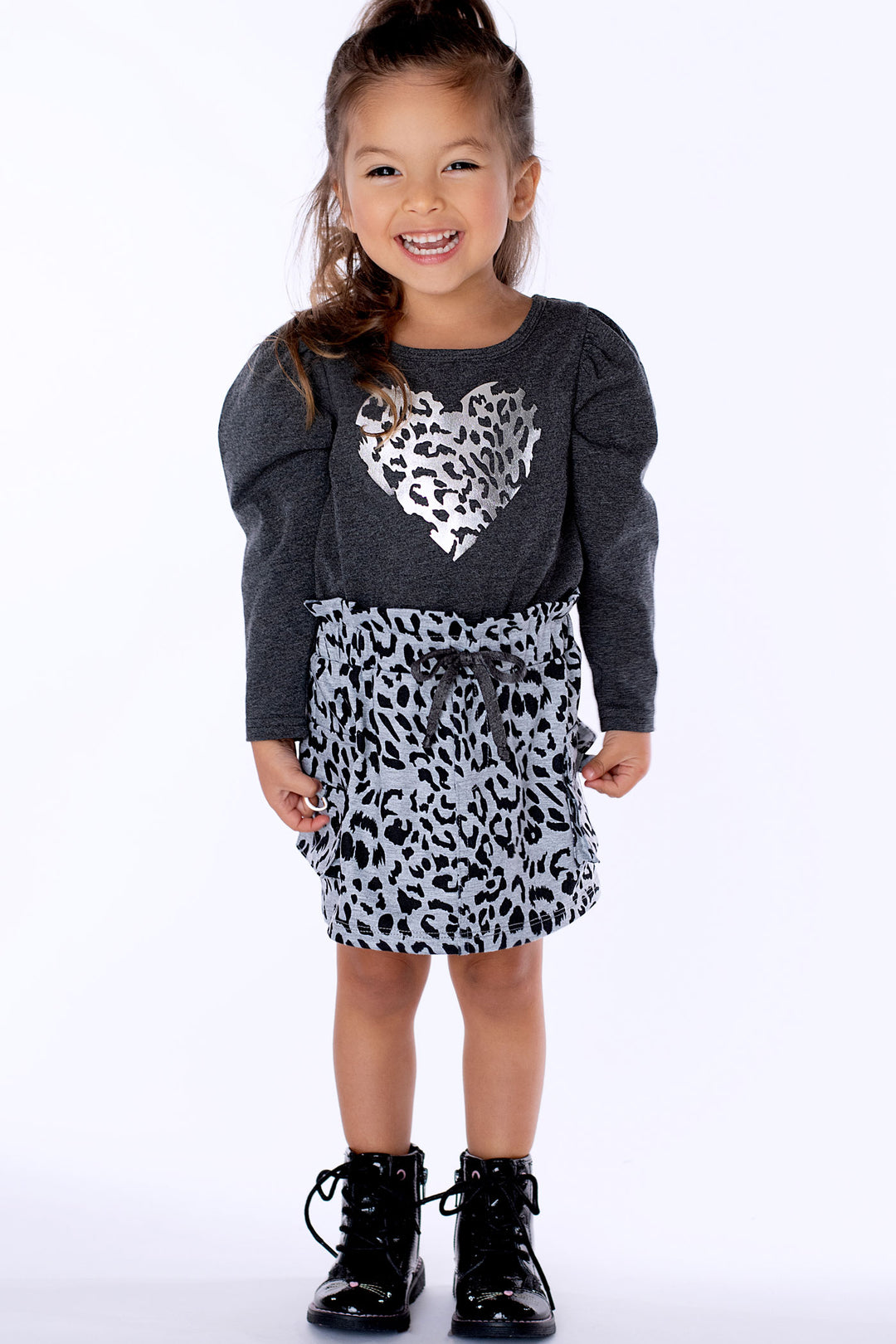 Baby Sara Baby Girl's Twofer Leopard Heart Dress