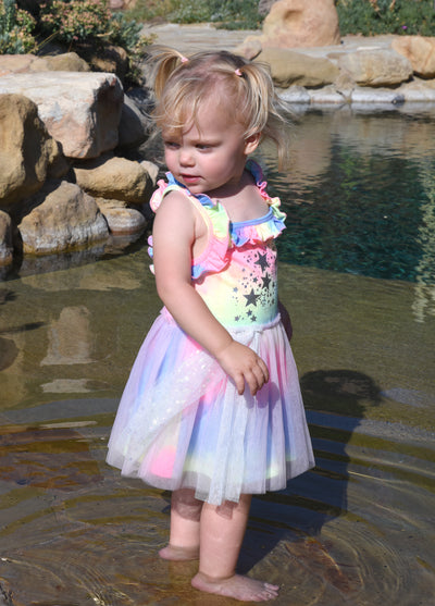 Toddler Baby Girl's Tie Dye Mesh Tutu Ruffle Dress