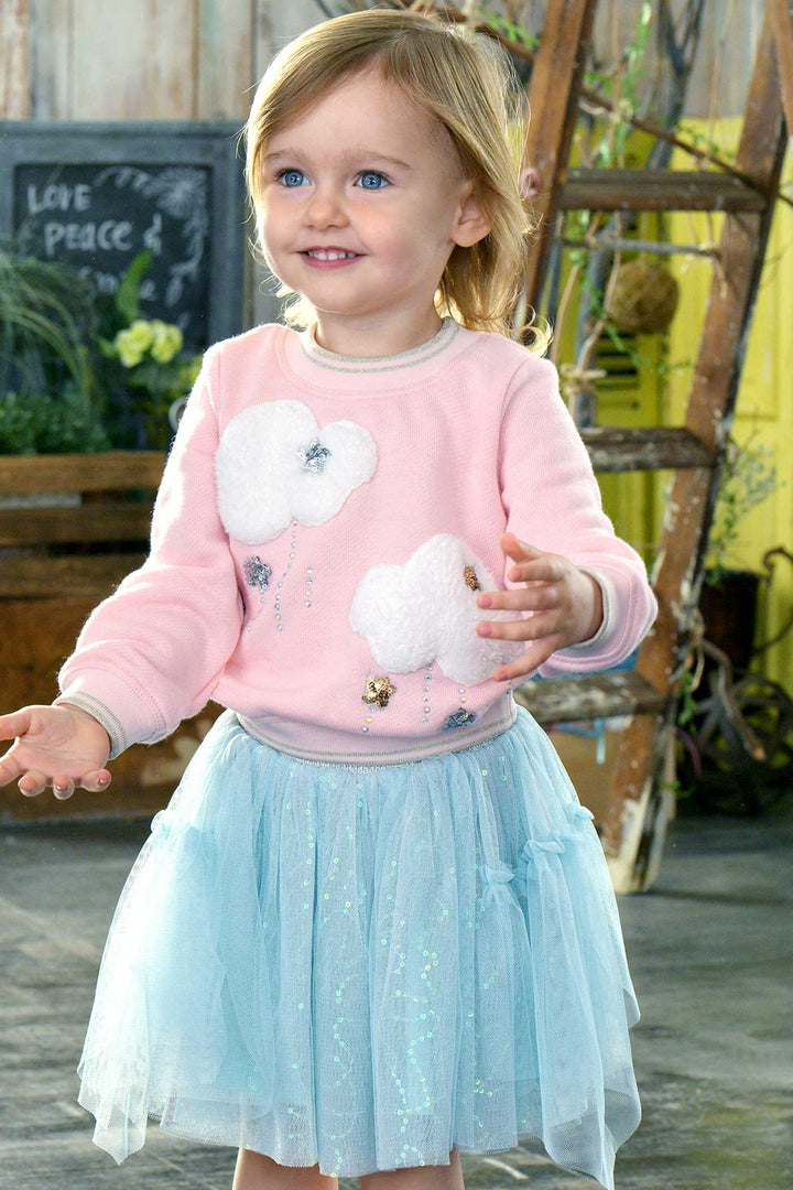 Baby Sara Little Girls Cloud and Stars Long Sleeve Sweatshirt