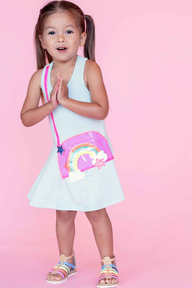 Baby Sara Little Girls Rainbow Crossbody Bag Skater Dress