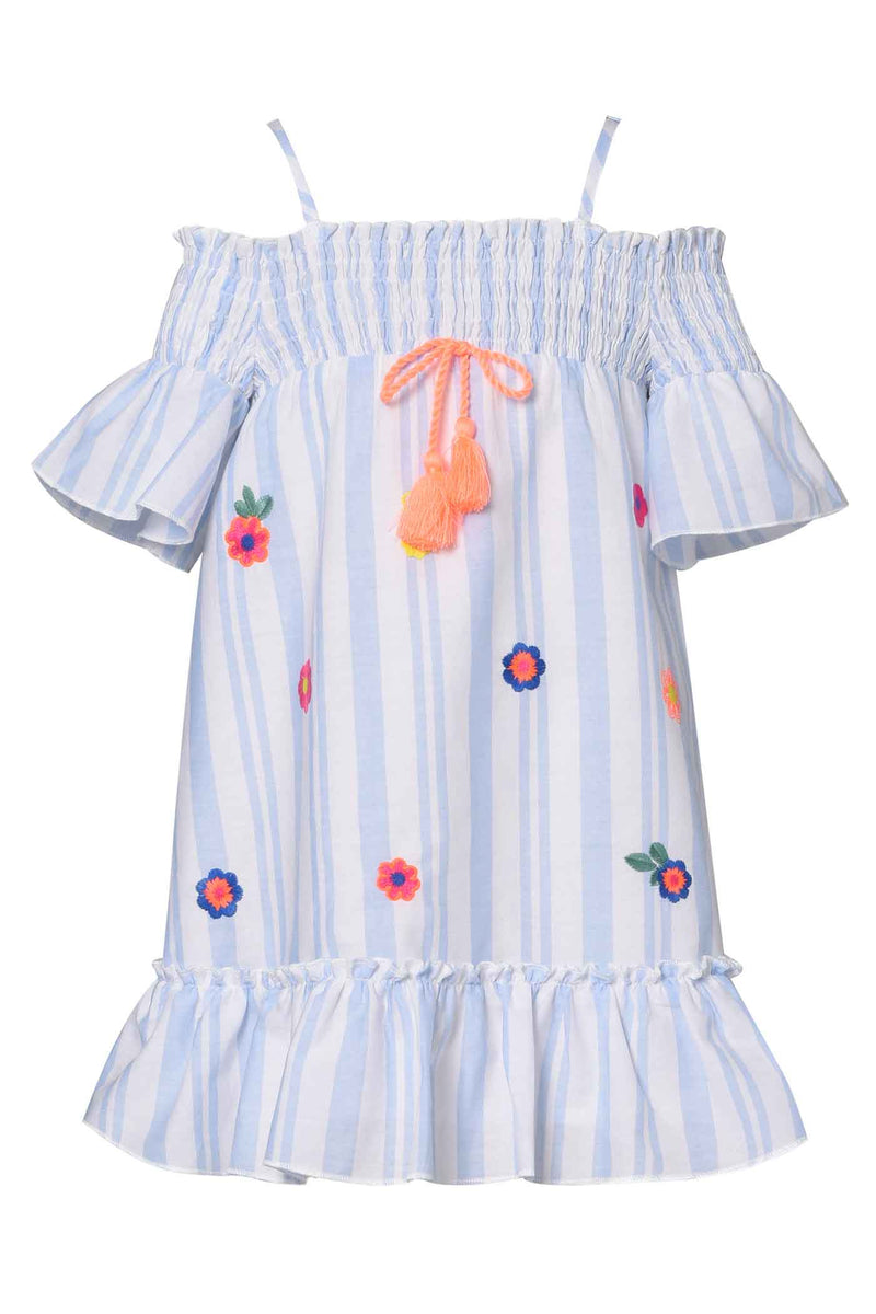 Baby Sara Little Girls Off The Shoulder Striped Dress