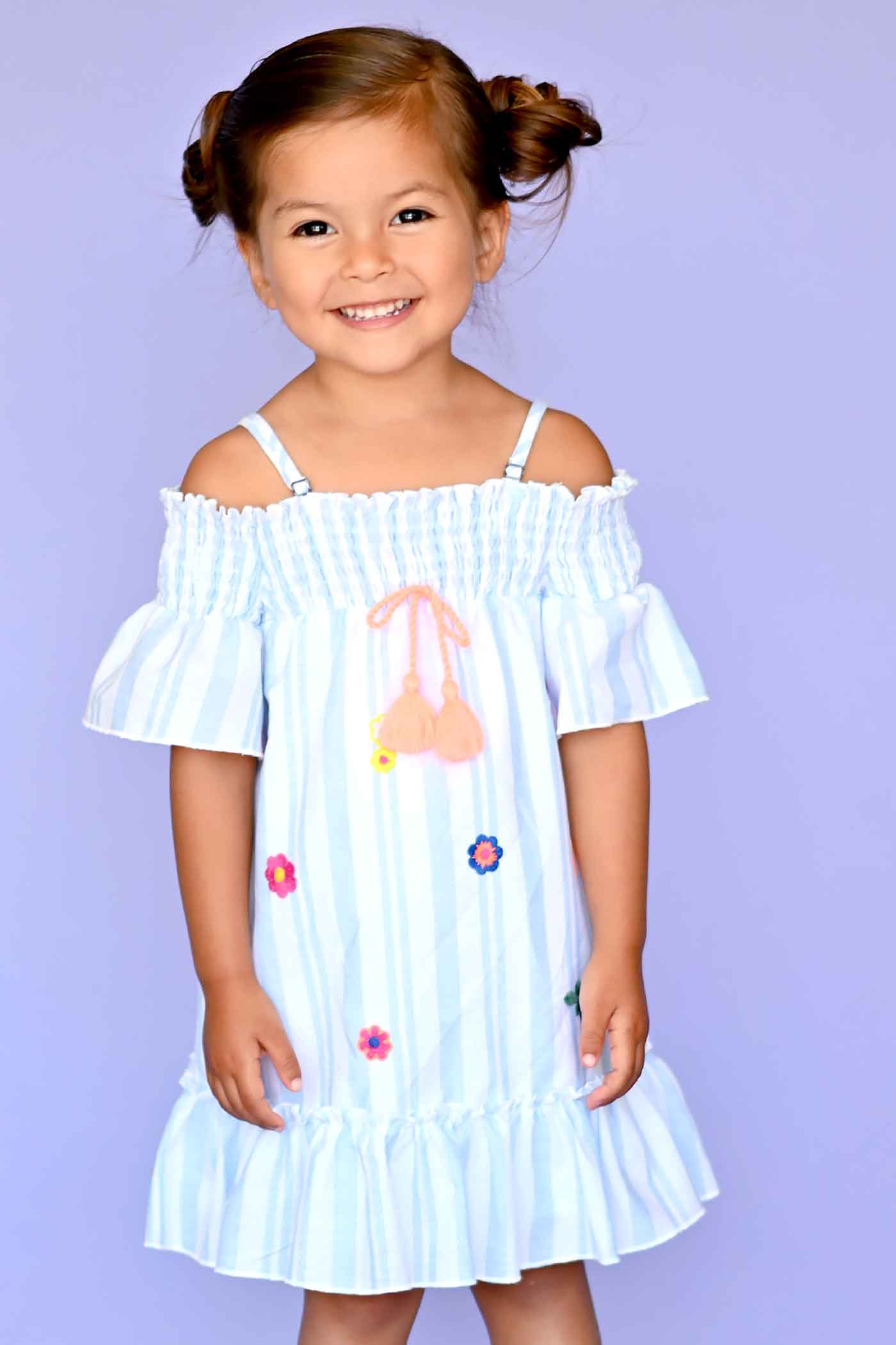 Baby Sara Little Girls Off The Shoulder Striped Dress