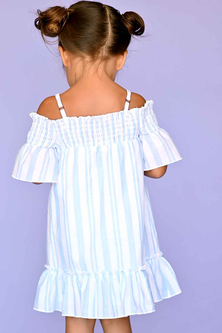 Baby Sara Little Girls Off The Shoulder Striped Dress