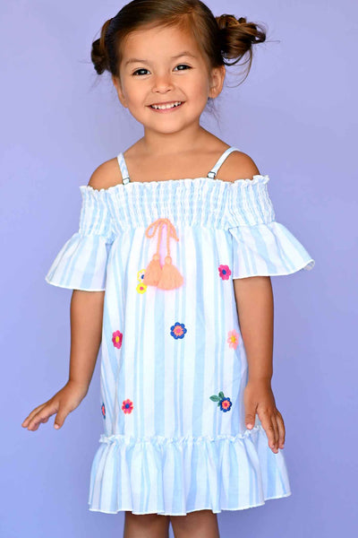 Baby Sara Little Girls Off The Shoulder Striped Dress