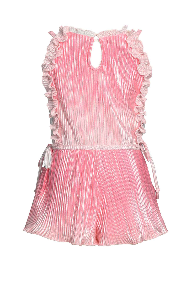 Baby Sara Toddler Girls Pleated Metallic Summer Romper