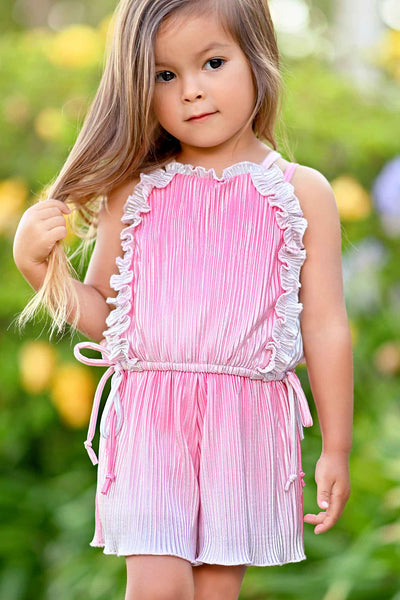 Baby Sara Toddler Girls Pleated Metallic Summer Romper