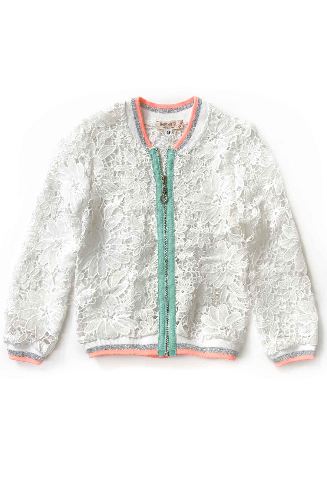 Baby Sara Little Girls Airy Lace Bomber Jacket