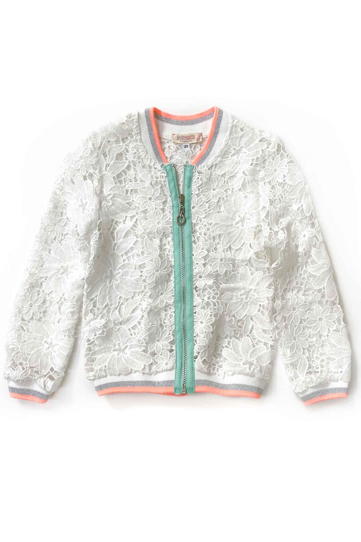Baby Sara Little Girls Airy Lace Bomber Jacket