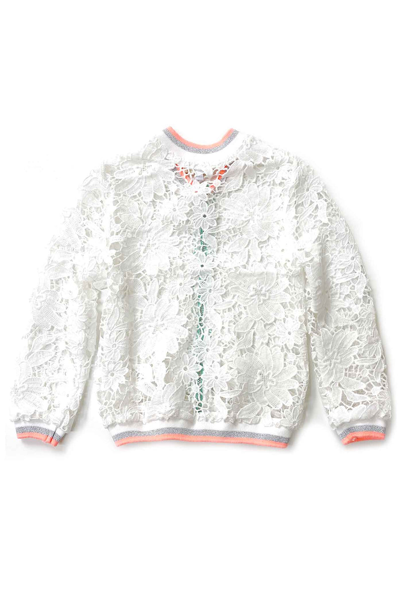 Baby Sara Little Girls Airy Lace Bomber Jacket