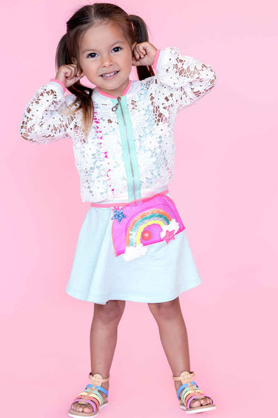 Baby Sara Little Girls Airy Lace Bomber Jacket