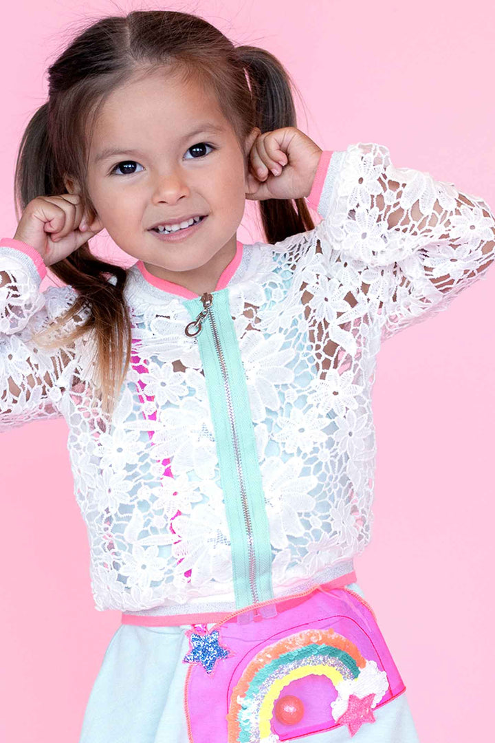 Baby Sara Little Girls Airy Lace Bomber Jacket