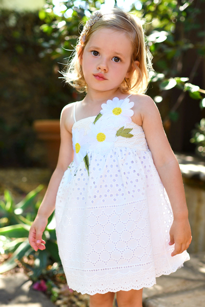 Little Girls Daisy Eyelet Lace Doll Dress