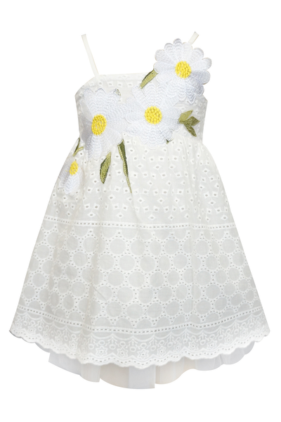 Little Girls Daisy Eyelet Lace Doll Dress