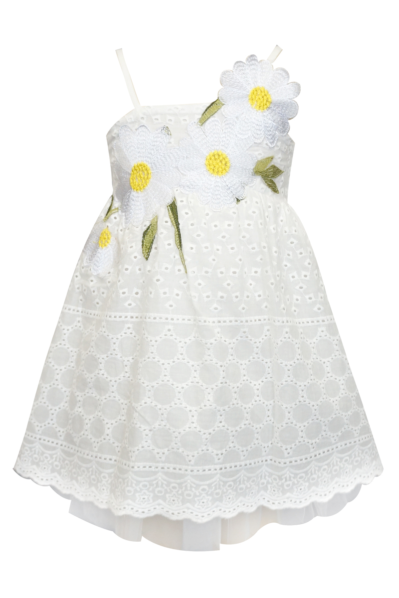 Little Girls Daisy Eyelet Lace Doll Dress