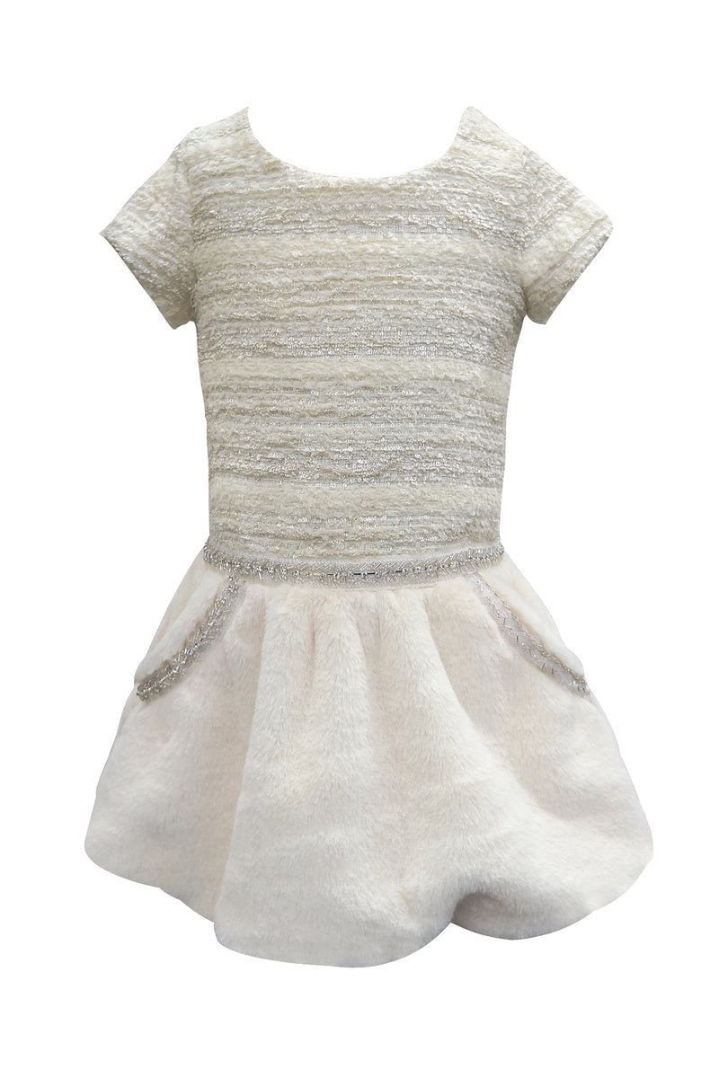 Baby Sara Baby Girls Faux Fur Short Sleeve Dressy Dress