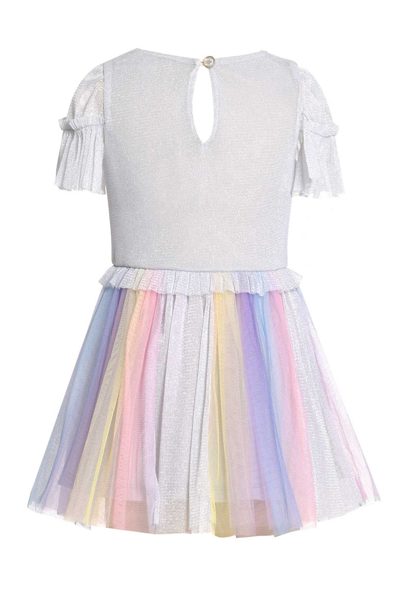 Baby Sara Little Girls Rainbow Tutu Short Sleeve Unicorn Dress