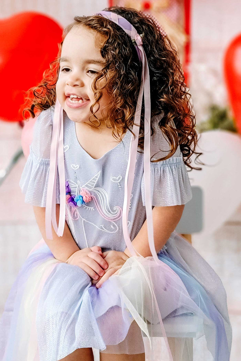 Baby Sara Little Girls Rainbow Tutu Short Sleeve Unicorn Dress myhannahbanana