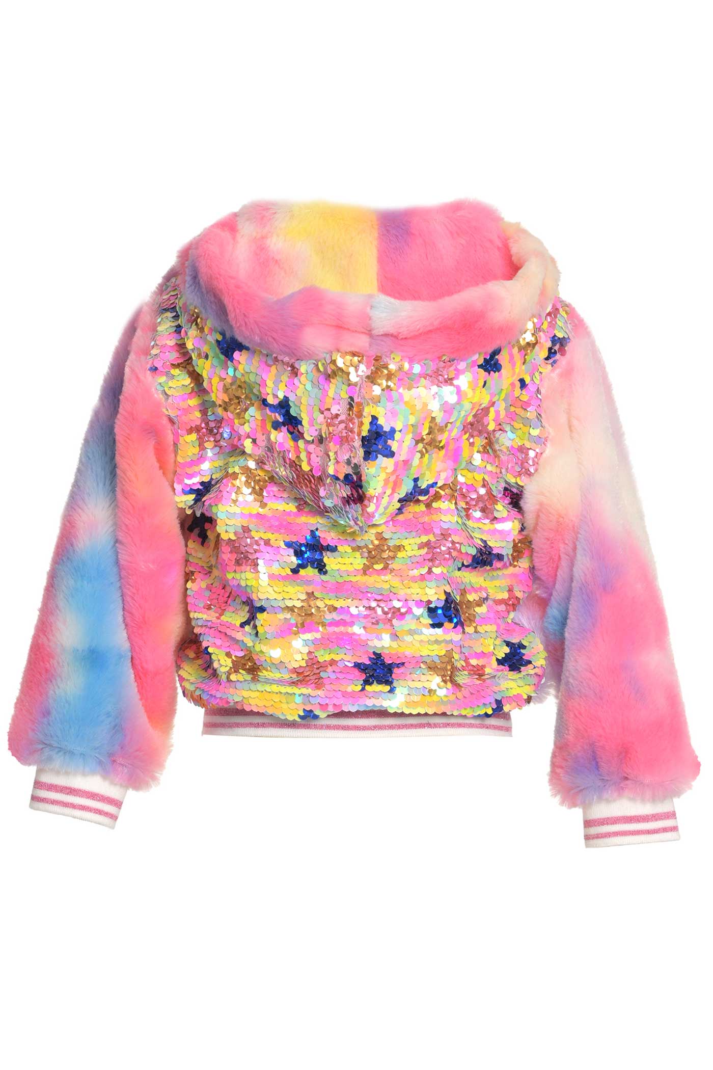 Baby Sara Little Girls Colorful Tie Die Faux Fur Hoodie Jacket